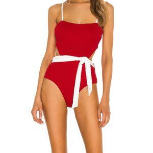 Onia Red One-piece with White Accents Rumi One Piece Bathing Suit